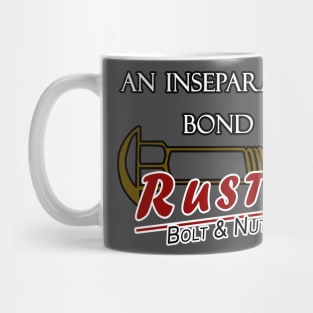 Inseparable bond, bolt and nut, rusty Mug